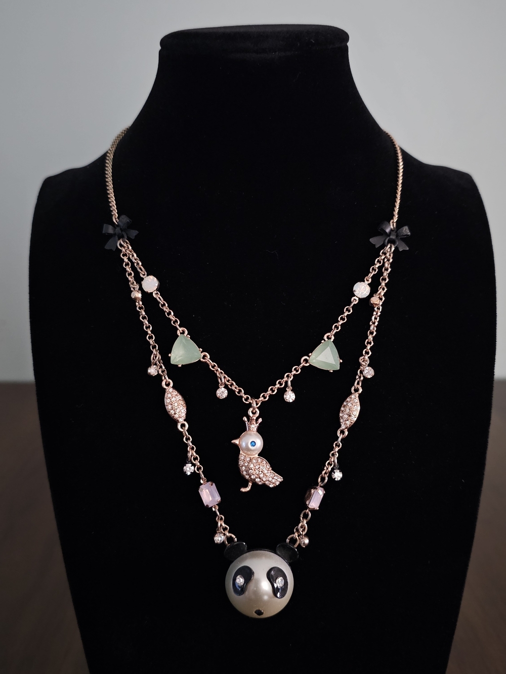 Betsey Johnson Panda & Bird Layered Necklace